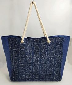 Enjoy a day at the beach or pool with our beach bag! Tulle Crafts, Bow Craft, Fabric Rolls, Fuzzy Fabric, Work Handbag, Beach Tote Bag, Wreath Supplies, Blue Tote, Work Bag