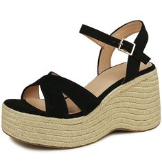 PRICES MAY VARY. These stunning espadrilles are crafted in a sophisticated suede fabric with an adjustable ankle strap that perfectly complements your stylish aesthetic. The woven jute platform wedge sandal fits perfectly, while the espadrille detailing adds a touch of beachy flair. These wedge sandals have a heel height of approximately 3.35 inches and a platform height of approximately 1.57 inches. The wedge heel and platform sole provide balance and comfort, perfect for adding height to your Platform Heels Sandals, Casual Summer Sandals, Platform Design, Sandals Comfortable, Stylish Aesthetic, Wedges Sandals, Chunky Sandals, Womens Sandals Wedges, Platform Espadrilles