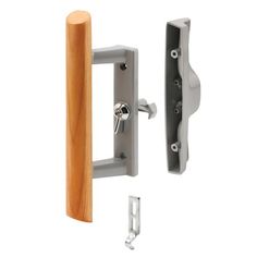 a door handle and latch on a white background