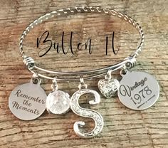 "Perfect gift for any special friend or sister in your life who is having a milestone birthday, or celebrating any birthday. This bracelet features a stainless steel expandable bangle bracelet, that measures 60mm in size (expandable to fit wrist 7-8\"). Dangling from the bangle bracelet will be *Your choice of stainless steel charm - Always my sister forever my friend heart, Live Laugh Love, Friends are family we choose, Friends are the Sunshine of Life, or Remember the Moments. * cracked glass 40th Birthday Sister, Friends Are Family, Sister Forever, Friend Heart, Jewelry Ruby, Birthday Sister, Birthday Vintage, Expandable Bangle Bracelet, Sisters Forever