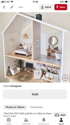 the instagram page shows an image of a doll house