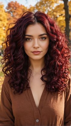 Burgandy Wavy Hair, Deep Burgundy Curly Hair, Best Hair Colour For Curly Hair, Hair Color For Natural Curly Hair, Dark Red Hair Color Ideas For Brunettes, Deep Red Hair Curly, Dark Red Curly Hair Burgundy, Dark Cherry Hair Color Burgundy, Wine Colour Hair