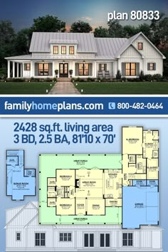 two story house plans with an open floor plan and three bedroom, one living area