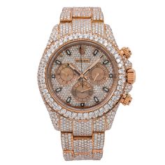 Rolex Daytona 116505 40MM Rose Gold Diamond Dial With Rose Gold Bracel - OMI Jewelry Diamond Watches, Diamond Watches For Men, Watches Rolex, Gold Rolex, Expensive Watches, Oyster Bracelet, Diamond Gift, Rose Gold Case, Rolex Day Date