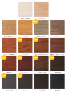 the different types of wood grains and colors for furniture, including brown, black, white