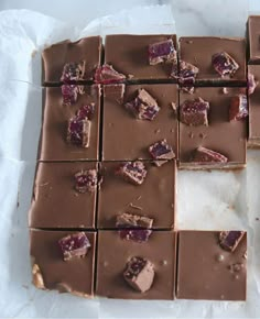 several pieces of chocolate with raspberry toppings