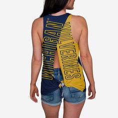 *SEP* *SEP* Fandom never looked so good. Whether you're at the game, hitting the beach, or getting your epic workout on at the gym, this Michigan Wolverines Women's Tie-Breaker Sleeveless Top is sure to make you the most passionate and best-dressed fan around. Features Team-colored design with team logo display on chest so everyone knows who you're rooting for Reverse side with two team-colored tie-able ends for double the awesome Wordmark team name display on reverse side so you can show off yo Logo Display, Women's Tie, Iowa Hawkeyes, Michigan Wolverines, Womens Tie, At The Gym, Iowa, Ncaa, Team Logo