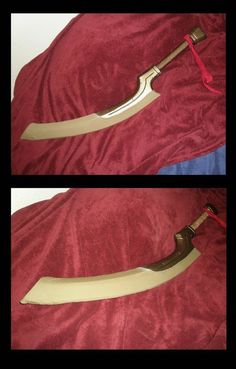 Khopesh Type 2 by BanesArmory on deviantART Cardboard Armor, Cardboard Costume, Arm Armor, Axes, Gold Paint, Blacksmithing, Larp, Art Style