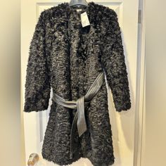 H&M Faux Fur Black Coat, Button Down With Belt, Size 2, Pit To Pit 17” Smoke Free Home Pet Free Home Elegant H&m Fall Outerwear, Elegant H&m Outerwear For Fall, H&m Black Long Sleeve Outerwear, H&m Fitted Winter Outerwear, Chic H&m Winter Outerwear, H&m Outerwear For Cold Weather In Fall, Black Faux Fur Coat For Workwear, Black Faux Fur Coat For Work, H&m Black Workwear Outerwear