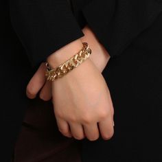 "Enjoy FREE SHIPPING WORLDWIDE+ 10% off all jewelry + Free beautiful gift wrap ❤ Welcome to My Store!❤ Already made- ship in 1-3 days! Elevate every day with this beautiful gold Link chain bracelet. Classic and super trendy for stacking and for everyday wear. ♦Materials♦ 14k gold plating/silver plating over aluminum. Nickel-free. ♦Measurements♦ Chain length: 15cm-5.9\"+ 5cm- 1.96\" extension chain 18cm-6.2\"+ 5cm- 1.96\" extension chain. . Chain thickness: 1.5cm- 0.6\" ♦Shipping♦ Please allow 1- Trendy Gold Chain Cuban Link Bracelet, Trendy Cuban Link Gold Chain Bracelet, Trendy Gold Chain Bracelet With Cuban Link, Minimalist Gold Cuban Link Bracelet For Everyday, Trendy Link Bracelet With Curb Chain, Trendy Cuban Link Chunky Chain Bracelets, Minimalist Gold Cuban Link Bracelet Tarnish Resistant, Trendy Bracelets With Chunky Cuban Link Chain, Trendy Yellow Gold Chain Bracelet