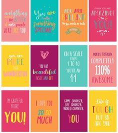 six different greeting cards with the words i love you so much and some sayings