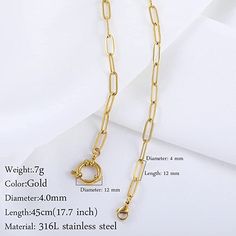 Accentuate any look with this sophisticated Golden Chunky Clip Clasp Paperclip Link Chain Charm Necklace, perfect for layering or attaching one of our signature lobster charms. Easily customizable for all your fashion needs! Metal: 18K Gold over Stainless Steel Chain Size: Adjustable Length Includes: Necklace Features: Nickel/Lead free & hypoallergenic & 925 stamped Visit our catalog to find compatible Bolenvi jewelry. Need help? Contact Us. Additional Details Occasions: Makes a perfect gift for Necklace Chain Types, Womens Chokers, Neck Choker, Clasp Necklace, Classic Necklace, Neck Chain, Trendy Necklaces, Blue Eye, Letter Pendants