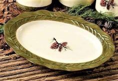 Pine Cone Serving Platter - Your Western Decor Rustic Lodge Kitchen, Lodge Kitchen, Ceramic Serving Platter, Ceramic Canister Set, Ceramic Canisters, Buffalo Plaid Decor, Black Forest Decor, Ceramic Canister, Ceramic Dinnerware