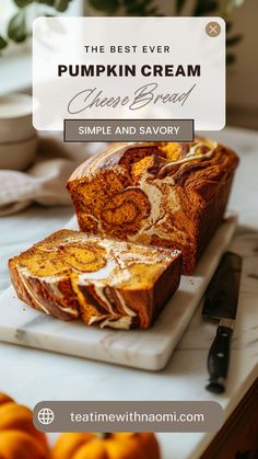 the best ever pumpkin cream cheese bread is made with simple and savory ingredients