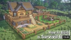 an image of a house in the middle of a field with text overlay that reads how to build a survival base