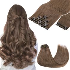 PRICES MAY VARY. Smooth Real Human Hair: Luxurious, genuine human hair extensions designed for heat styling and long-lasting wear. Silky and tangle resistant, they blend seamlessly with your hair, providing exceptional comfort and a confidence boost with every use High Quality Clips, Quick to Wear: Slim, silicone backed clips with a PU design make our extensions invisible, comfortable, and lightweight. Securely stitched and cushioned, they protect your scalp and hair. Easy to apply, perfect for Light Ash Brown, Hair Extensions Clip, Real Human Hair Extensions, Heat Styling, Extension Designs, Natural Human Hair, Hair Easy, Ash Brown, Remy Human Hair Extensions