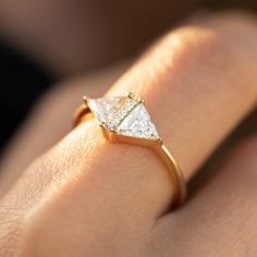 Triangle Stone Ring, Triangle Diamond Ring, Triangle Diamond, Triangle Design, Christmas Gifts For Girls, Triangle Shape, Moissanite Ring, Moissanite Rings, Special Design