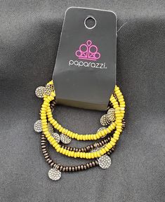 Paparazzi Woodn't Count It Yellow Wood Stretch Bracelet - Fashion Fix Exclusive November 2020 Bedazzled Jewelry, Paparazzi Accessories Jewelry, Yellow Bracelet, Band Bracelet, Stretchy Bracelets, Paparazzi Jewelry, Hammered Silver, Beaded Stretch Bracelet, One Set