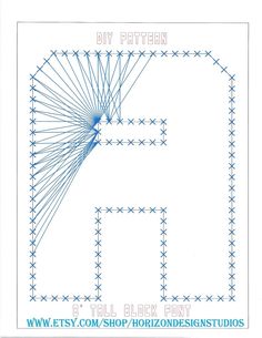 the letter e is made up of many lines and points in blue on a white background