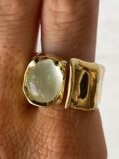 Clean Green, Stacked Jewelry, Bling Rings, Plated Ring, Gold Plated Rings, Handmade Gold, Jewelry Inspo, Recycled Sterling Silver