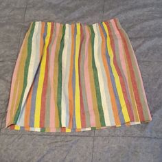 18 In Long. 15 In Waist Not Stretched. Elastic So Plenty Of Stretch. This Skirt Can Go With Sooo Many Colors. Size 10. But Can Fit Multiple Sizes Due To Waist. Casual Multicolor Short Mini Skirt, Casual Striped Skort For Spring, Casual Multicolor Short Skirt, Multicolor Casual Skort For Spring, Multicolor Short Mini Skirt For Beach, Short Multicolor Skirt For Vacation, Short Multicolor Vacation Skirt, Beach Skort In Multicolor With Lined Skirt, Casual Multicolor Mini Skirt With Elastic Waistband