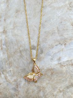 18K Plated Gold 1 inch extender Lead and Nickel Free Handmade Tarnish Free with Care Rope Chain featured in Photo Crystal Butterfly Necklace, Ethereal Jewelry, Necklace Butterfly, Pretty Jewelry Necklaces, Crystal Butterfly, Jewelry Accessories Ideas, Dope Jewelry, Jewelry Fashion Trends, Classy Jewelry