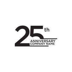 the 25th anniversary logo for 25 th anniversary company name is black and white on a white background