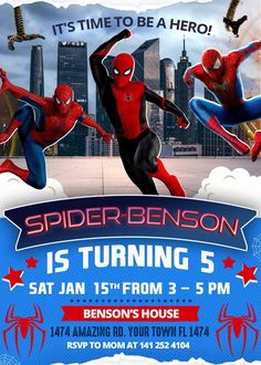 spider - man birthday party flyer