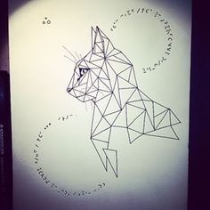 a drawing of a cat on a wall