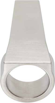 Ring in brushed silver-tone brass. Logo engraved at back face. Supplier color: Palladio Modern Engraved Ring With Polished Finish, Modern Silver Rings With Brushed Finish, Rick Owens Jewelry, Tactical Gear, Rick Owens, Trunk, Jewelry Watches, Mens Jewelry, Silver Tone