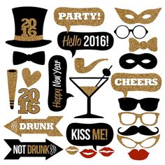 the new years party photo booth props are ready to be used for your next event