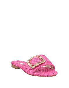 rhinestones, solid colour with appliqués, fabric inner, round toeline, flat, leather sole, contains non-textile parts of animal origin, slide sandals , Color: Fuchsia , Size: 5.5 Capri Sandals, Color Fuchsia, Solid Colour, Slide Sandals, Capri, Solid Color, Sandals, The Originals, Fabric