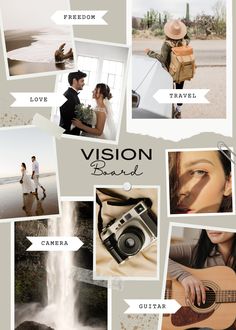 a collage of photos with the words vision board