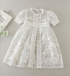 Girls Christening Dress, Christening Dress Baby Girl, Lace Cape, Kids Frocks Design, Kids Dress Wear, Christening Gown, Girls Frock Design