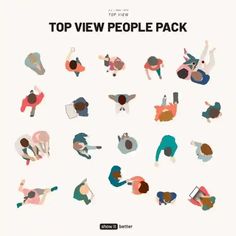 the top view people pack is shown in this image, it's all different shapes and sizes