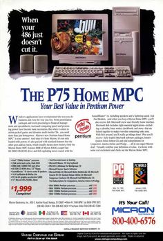 an advertisement for the p75 home mpc, which is being advertised by computers