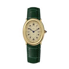 This vintage-inspired timepiece features a creamy latte dial with graceful numerals, mysterious deep blue hands, and an elegant textured strap. The golden steel case beautifully complements the deep green strap, showcasing timeless elegance that withstands the test of time. Case: 24mm steel case with polished and satin finish. Movement: Swiss Ronda 762 Waterproofness: Water-resistant up to 3 bar (approx. 30 meters/100 feet). Crystal: Scratch resistant sapphire crystal. Bracelet: interchangeable black leather strap,suitable for wrists 15-21cm. Green Is The New Black, Vintage Mens Watch, Cool Watches Unique, Elegant Watches Women, Vintage Wrist Watch, Stylish Watches Men, Cool Jewelry, Gold Watches, Green Watch