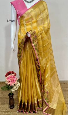 1.THIS IS BEAUTIFUL SOFT ZARI  Kota SILK SARI WITH PAITHANI MEENAKARI WEAVING BORDER WITH RUNNING BLOUSE PIECE 2.THIS SARI IS 5.5 MT LENGTH  3.THIS IS A VERY ELEGANT LOOKING SARI FOR ALL OCCASIONS LIKE WEDDINGS AND OTHER FORMAL EVENTS  4.FALL N PICO IS COMPLIMENTARY  5.BLOUSE CAN BE MADE AS PER THE REQUIREMENTS OF THE CLIENTS WITH PROPER MEASUREMENTS.STICHING CHARGES WILL BE EXTRA  6.PlZ CHECK THE AVAILABILITY OF THE SARI BEFORE PLACING THE ORDER Yellow Silk Blouse Piece, Transitional Yellow Silk Blouse Piece, Designer Silk Blouse Piece With Meenakari Detailing, Silk Saree Blouse Piece With Meenakari, Silk Blouse Piece With Meenakari For Saree, Meenakari Tissue Silk Saree, Silk Blouse Piece With Meenakari And Traditional Drape, Yellow Paithani Silk Saree With Meenakari, Silk Blouse Piece With Meenakari