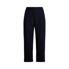 Crafted with stretch-infused wool-blend crepe for a polished look these high-rise pleated pants are a tailored wardrobe essential. Crisp creases and back waist darts enhance their leg-elongating silhouette. Ralph Lauren Elegant Workwear Bottoms, Chic Ralph Lauren Bottoms For Workwear, Ralph Lauren Straight Leg Bottoms For Workwear, Chic Ralph Lauren Straight Leg Bottoms, Chic Fitted Ralph Lauren Bottoms, Chic Ralph Lauren Workwear Bottoms, Ralph Lauren Straight Pants For Work, Ralph Lauren Tailored Bottoms For Business Casual, Ralph Lauren Fitted Pants For Work