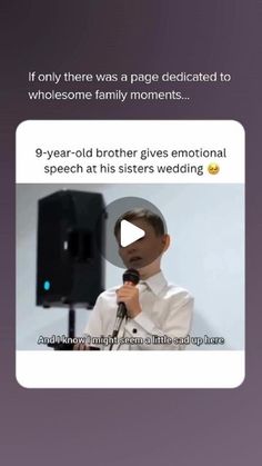 a man holding a microphone with the caption if only there was a page dedicated to wholesome family moments