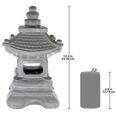 an image of a metal lantern with measurements