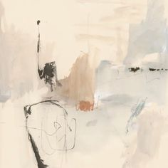 an abstract painting with white and brown colors