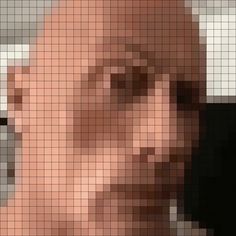 an old man with glasses is shown in this pixellated photo, and looks to the side