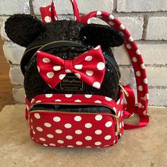 Used 1x Perfect Condition. Loungefly Bag, Black Red, Minnie Mouse, Black And Red, Bag Lady, Backpacks, Red, Women Shopping, Color