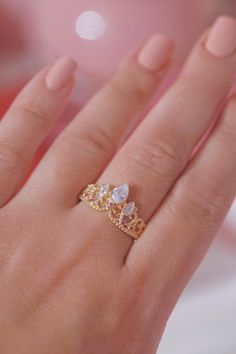 Disney Princess Rings, Disney Princess Jewelry, Princess Wedding Rings, Disney Engagement Rings, Tangled Wedding, Crown Ring Princess, Matching Couple Rings