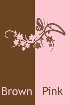 the words brown and pink are shown in two different color combinations, each with an image of