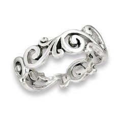 Vintage Eternity Swirl Oxidized Ring .925 Sterling Silver Band Jewelry Female Male Unisex Size 8 All our silver jewelry is crafted from .925 silver also commonly referred to as sterling silver. Sterling silver is the standard for beautiful high-quality silver jewelry and can not be replicated by lower priced silver plated jewelry. It is 92.5% pure silver, mixed with alloys to add strength and durability to stand the test of time. We promise superior service which includes fast shipping, great co