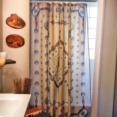 Western Concho Shower Curtain Western Shower, Western Shower Curtain, Western Bathroom Decor, Western Bathroom, Scarf Designs, Shower Rings, Cowboy Decorations, Southwestern Rug, Black Curtains