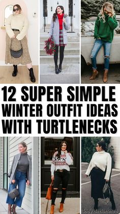 12 Super Simple Winter Outfit Ideas with Turtlenecks Layered Outfits Winter Turtleneck, Cozy Turtleneck Outerwear For Layering, Cream Turtleneck For Layering In Winter, Turtleneck Outfit Layering Winter, Versatile Turtleneck For Winter Layering, Outfits With Turtlenecks, Simple Winter Outfit Ideas, Winter Vacation Outfits, Neutral Jacket