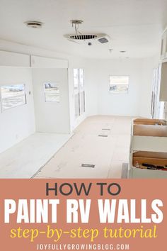 How we painted our RV walls ourselves without going crazy! Use this tutorial to paint RV interior walls the right way. How to paint over existing rv wallpaper. #joyfullygrowingblog #rvmakeover #rvliving How To Paint Over Rv Wallpaper, Dutchmen Camper Remodel, Rv Makeover Without Painting Cabinets, Rv Wall Repair, Paint Rv Walls, Painting Rv Walls, Rv Wallpaper, Paint Rv, Motorhome Remodel